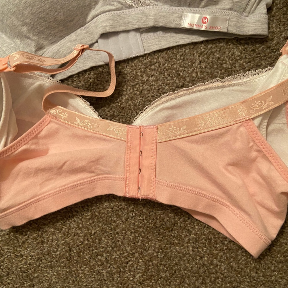 Women's Lace Trim Bras - Pink and Gray - Picture 3 of 13